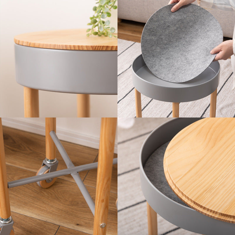 Minimalist Round Wood Iron End Table