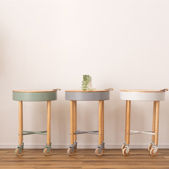 Minimalist Round Wood Iron End Table