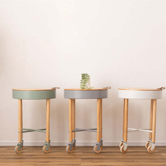 Minimalist Round Wood Iron End Table