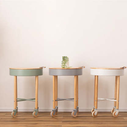 Minimalist Round Wood Iron End Table