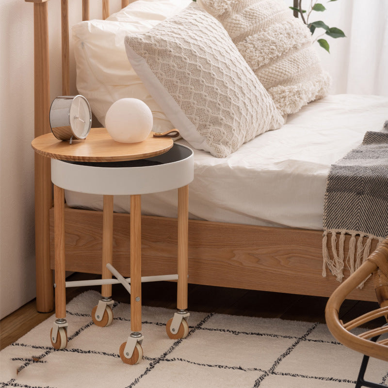 Minimalist Round Wood Iron End Table