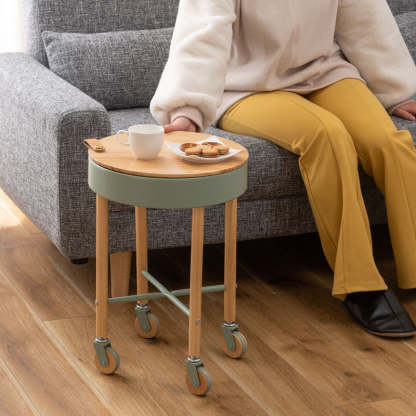 Minimalist Round Wood Iron End Table
