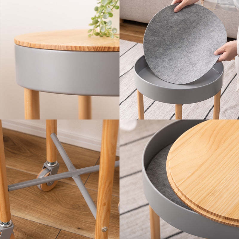 Minimalist Round Wood Iron End Table