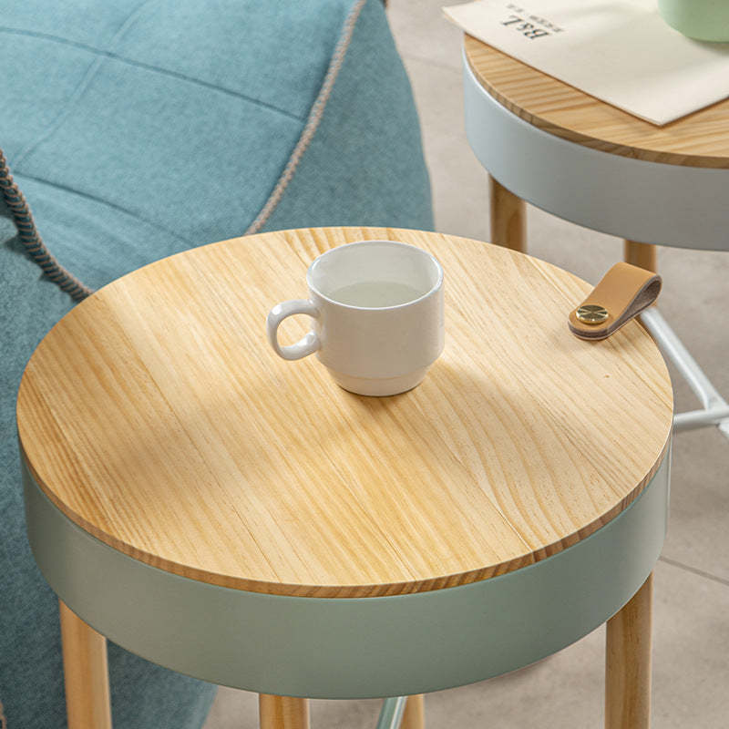 Minimalist Round Wood Iron End Table