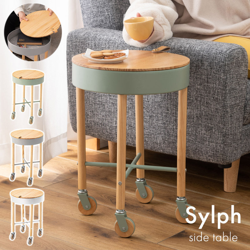Minimalist Round Wood Iron End Table