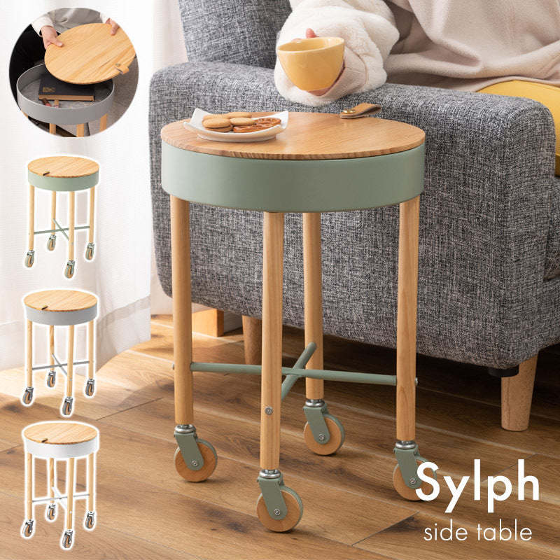Minimalist Round Wood Iron End Table