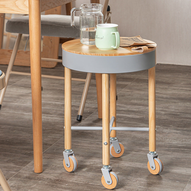 Minimalist Round Wood Iron End Table