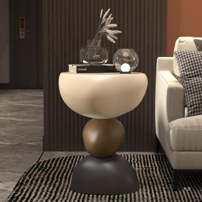Round Resin End Table — Cream Color