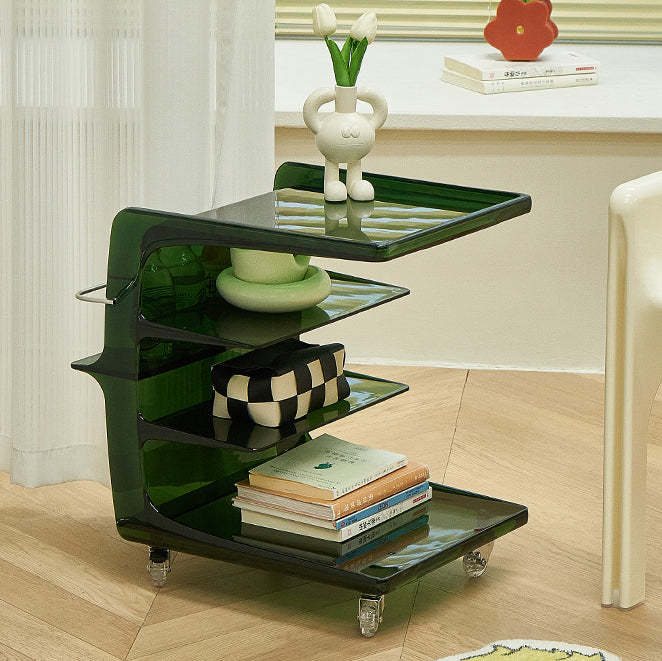 Nordic Plastic 4-Tier Movable End Table — Green
