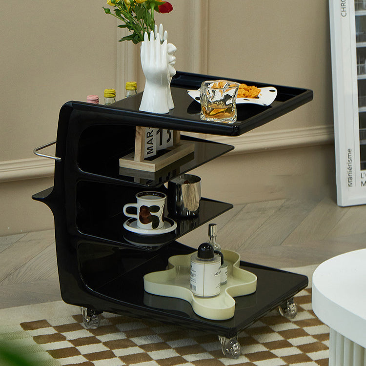 Nordic Plastic 4-Tier Movable End Table — Black
