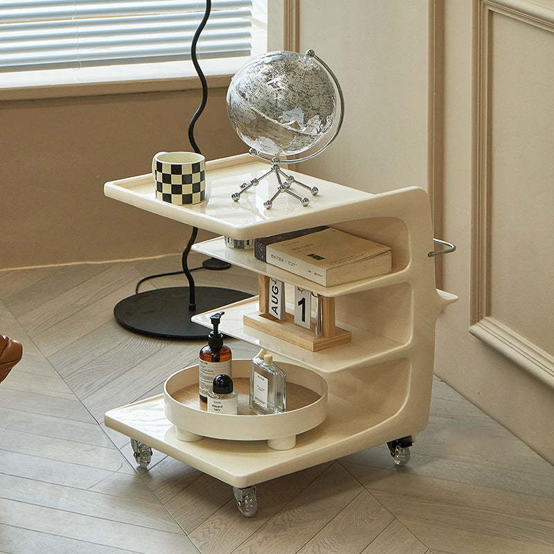 Nordic Plastic 4-Tier Movable End Table — Cream White