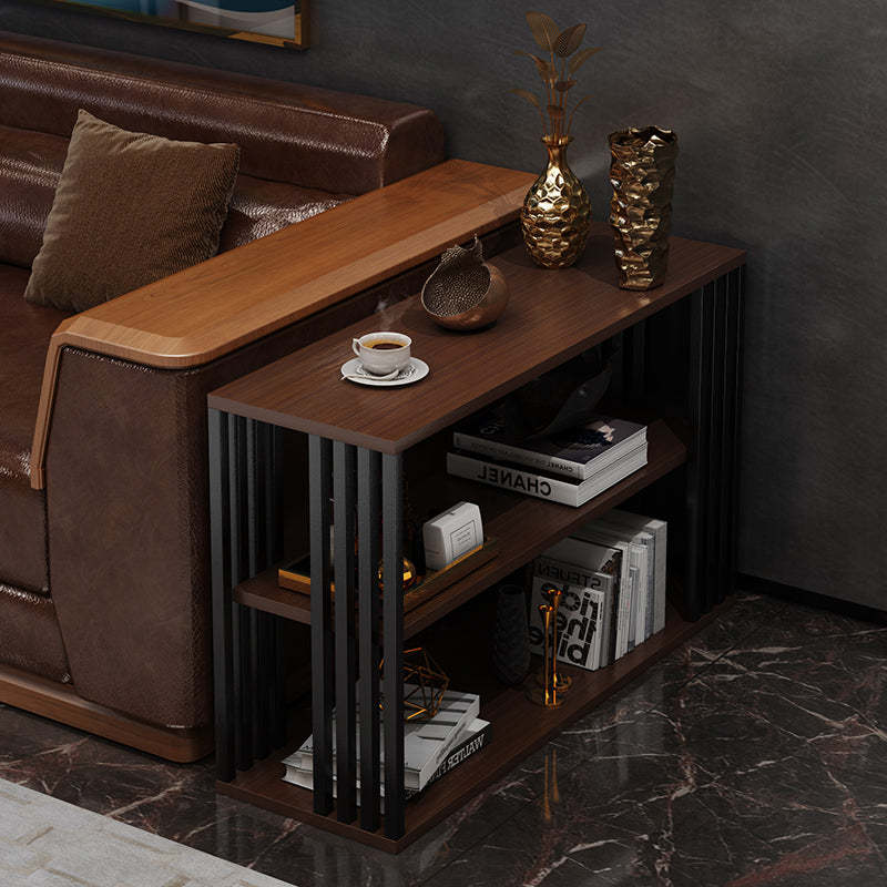 Vintage Particle Board Iron 3-Tier End Table — Wood Color