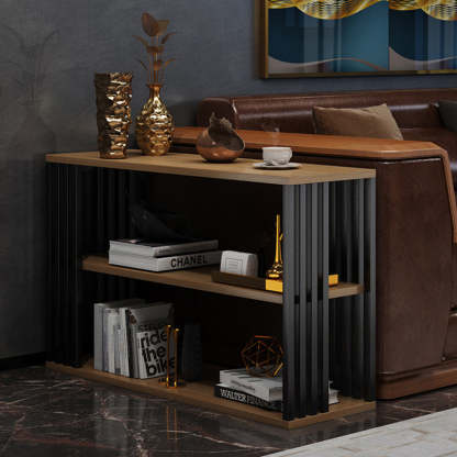 Vintage Particle Board Iron 3-Tier End Table