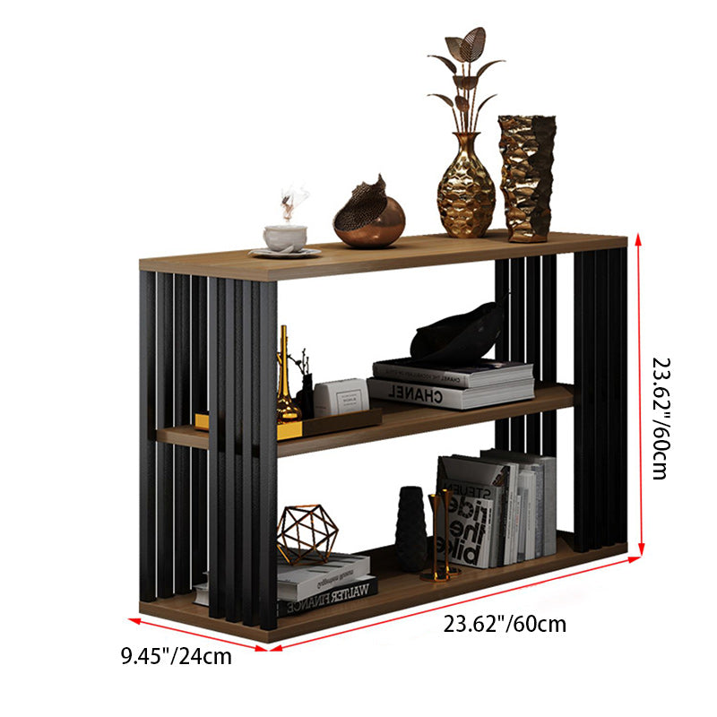Vintage Particle Board Iron 3-Tier End Table — Black
