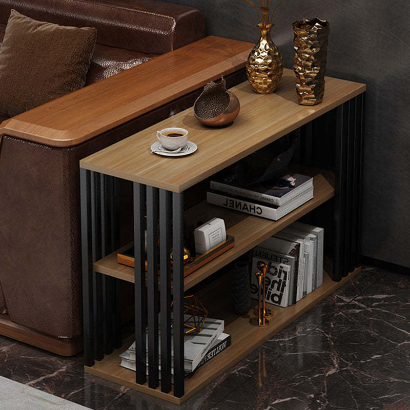Vintage Particle Board Iron 3-Tier End Table — Wood Color
