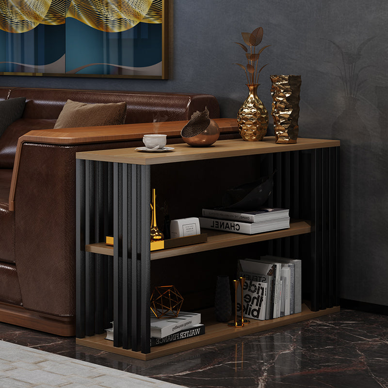 Vintage Particle Board Iron 3-Tier End Table — Black