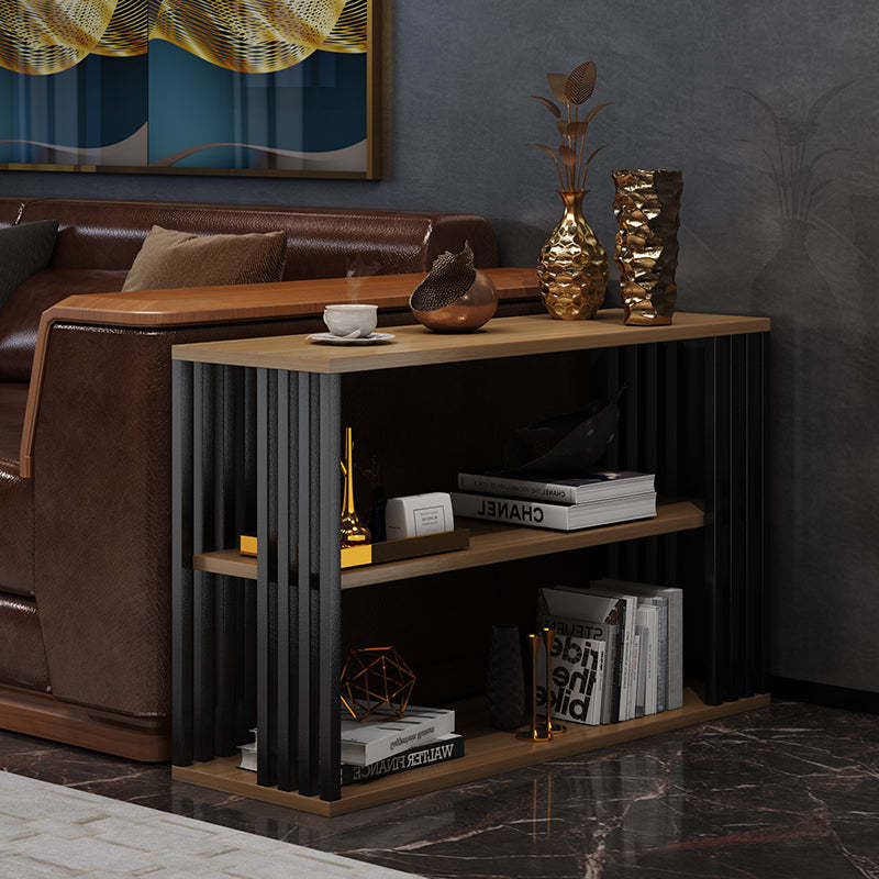 Vintage Particle Board Iron 3-Tier End Table — Black