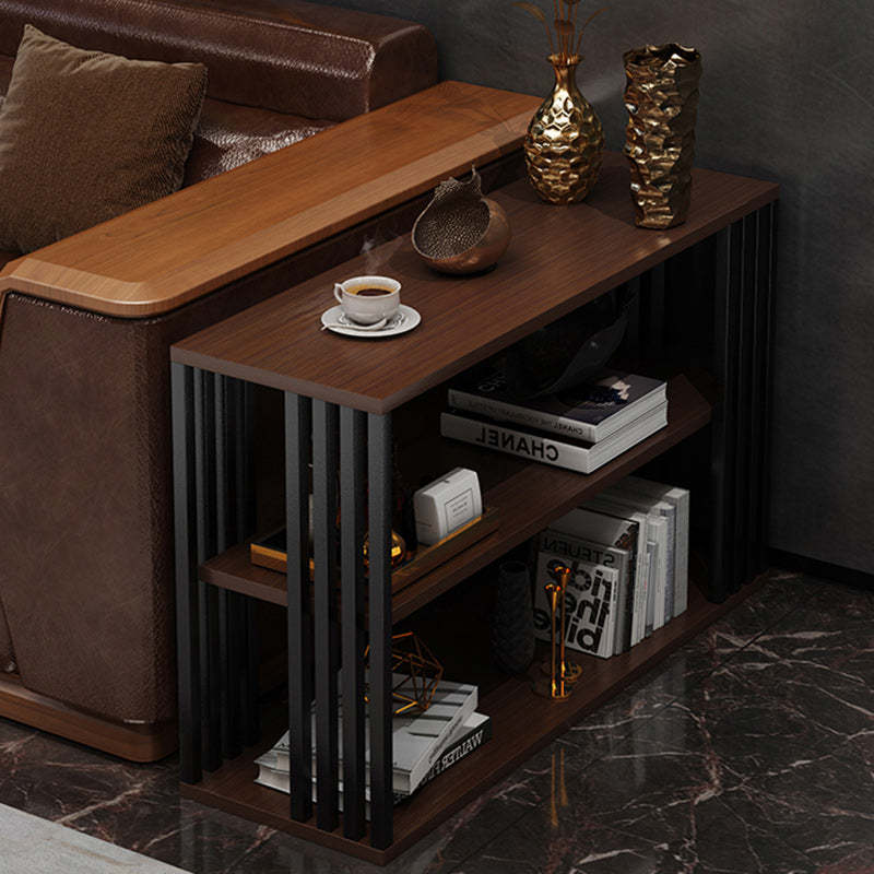 Vintage Particle Board Iron 3-Tier End Table — Cherry Wood Color