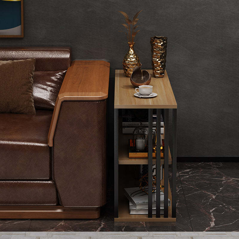 Vintage Particle Board Iron 3-Tier End Table — Cherry Wood Color