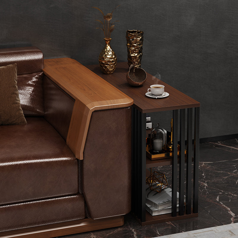 Vintage Particle Board Iron 3-Tier End Table — Black