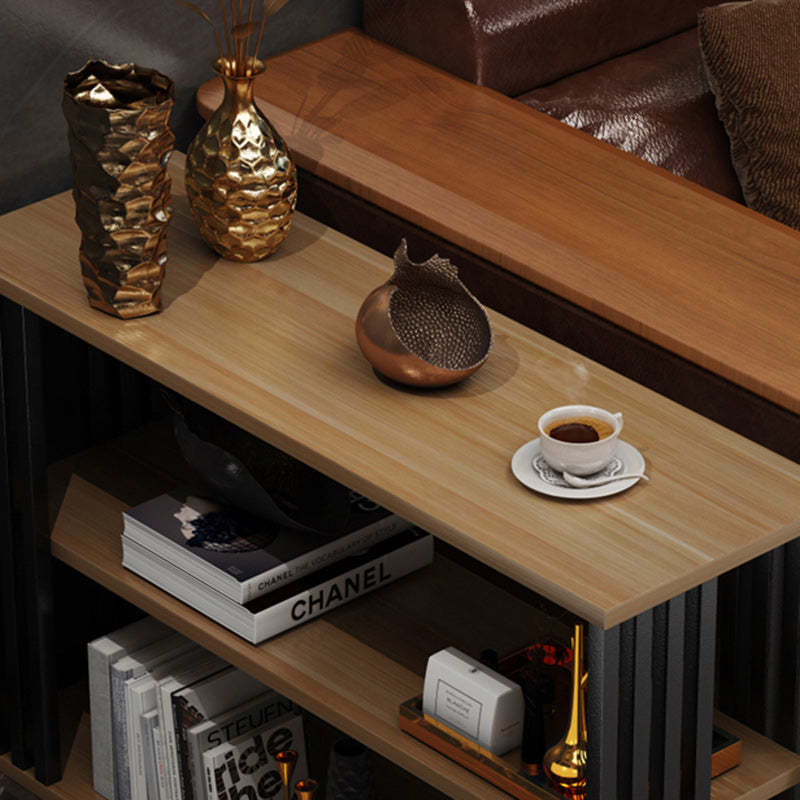Vintage Particle Board Iron 3-Tier End Table — Wood Color