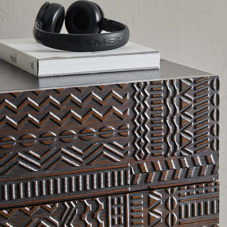 Retro Wood Nightstand 2-Drawer