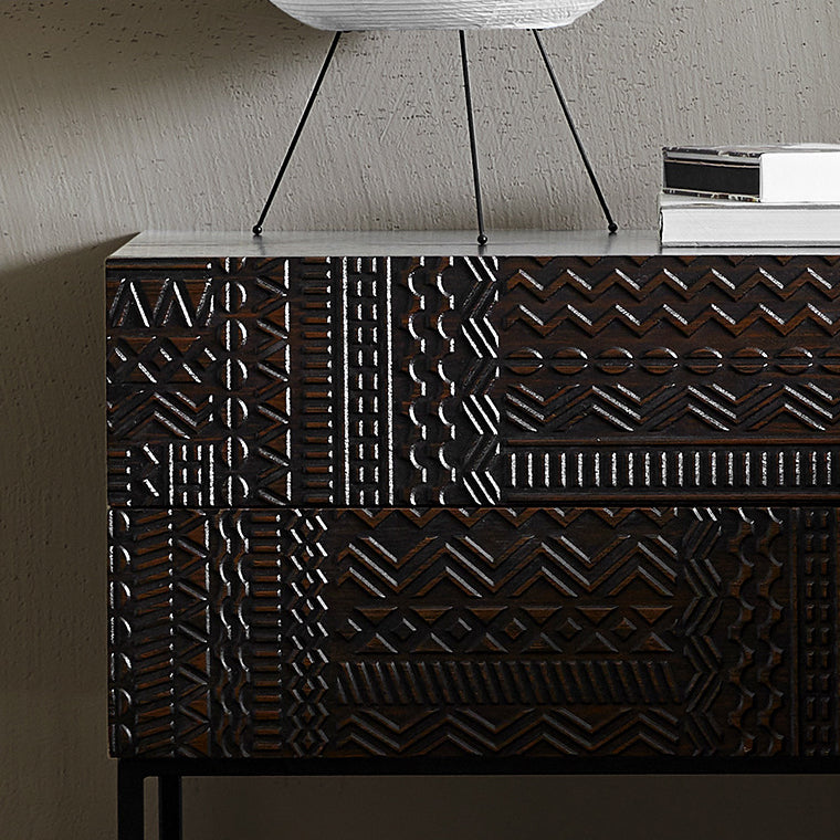 Retro Wood Nightstand 2-Drawer
