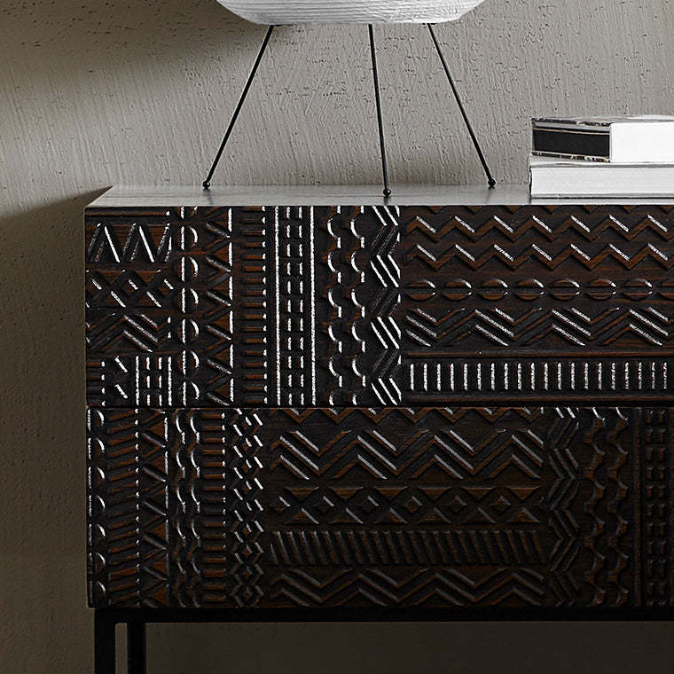 Retro Wood Nightstand 2-Drawer
