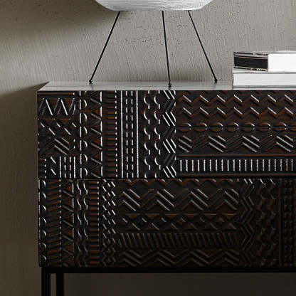 Retro Wood Nightstand 2-Drawer