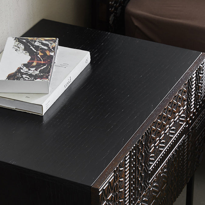 Retro Wood Nightstand 2-Drawer