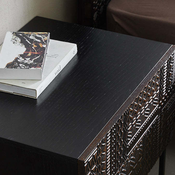 Retro Wood Nightstand 2-Drawer