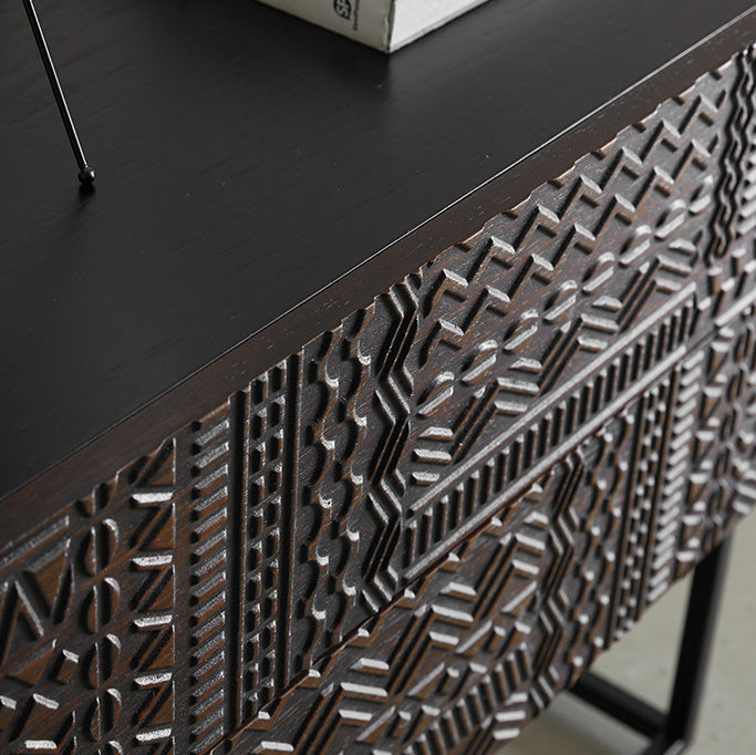 Retro Wood Nightstand 2-Drawer