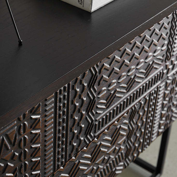Retro Wood Nightstand 2-Drawer