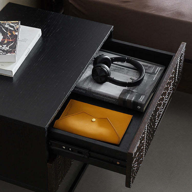 Retro Wood Nightstand 2-Drawer