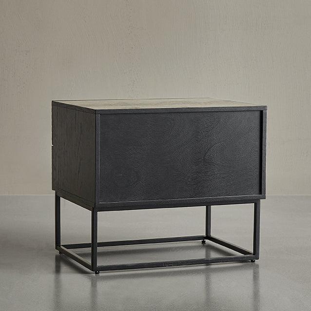 Retro Wood Nightstand 2-Drawer
