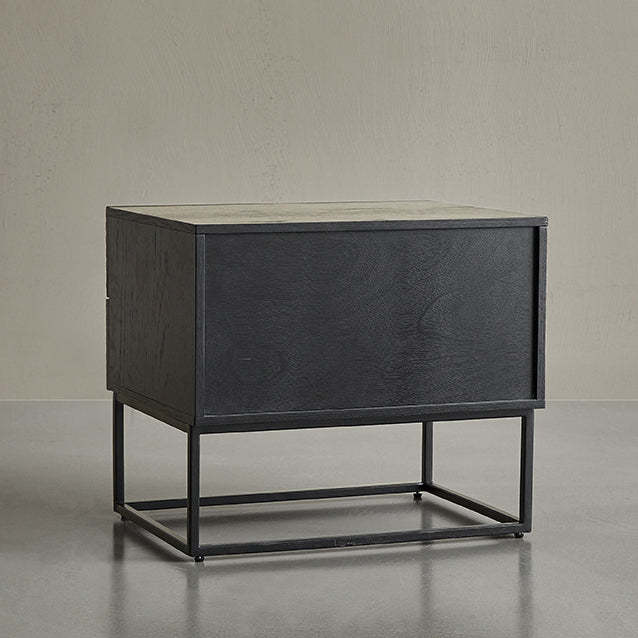 Retro Wood Nightstand 2-Drawer