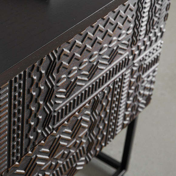 Retro Wood Nightstand 2-Drawer