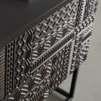 Retro Wood Nightstand 2-Drawer