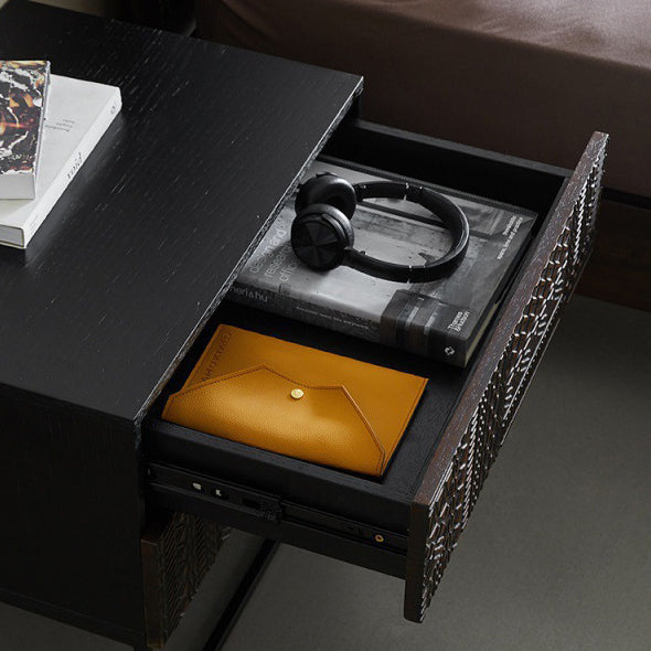 Retro Wood Nightstand 2-Drawer