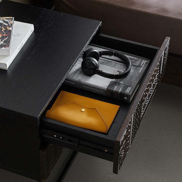 Retro Wood Nightstand 2-Drawer