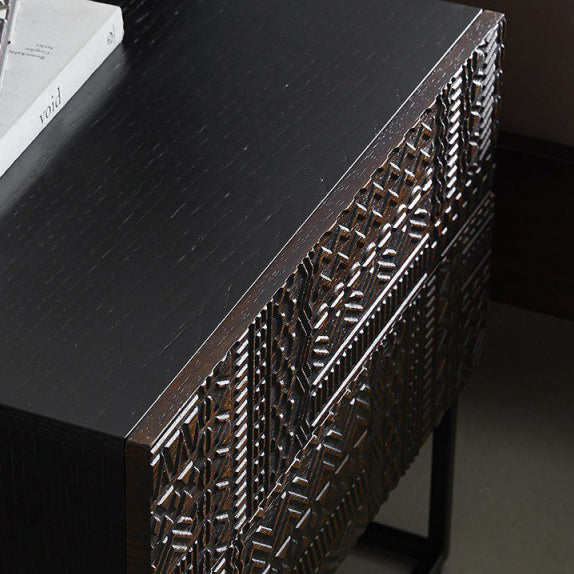 Retro Wood Nightstand 2-Drawer