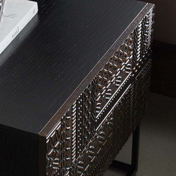 Retro Wood Nightstand 2-Drawer