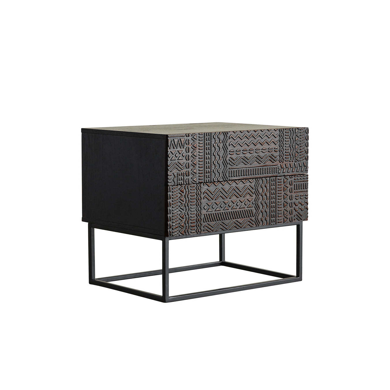 Retro Wood Nightstand 2-Drawer