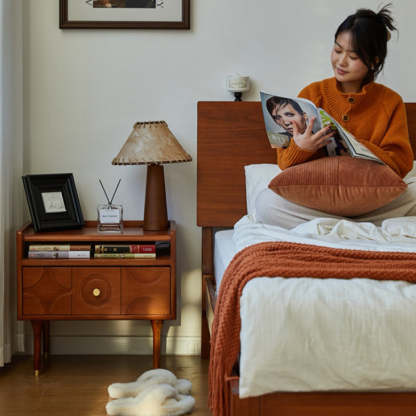 Vintage Wood Storage Nightstand