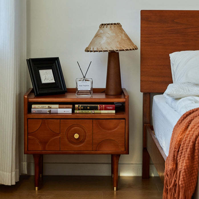 Vintage Wood Storage Nightstand — Brown