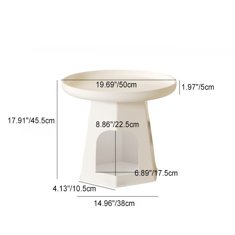 Minimalist Plastic Cat Hole Side Table — Beige + Yellow Tabletop