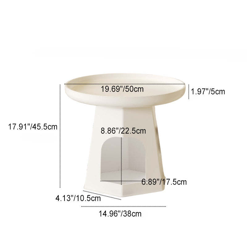 Minimalist Plastic Cat Hole Side Table — Beige + Yellow Tabletop