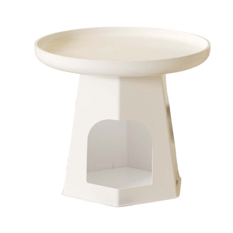 Japanese Round Plastic Side Table with Storage