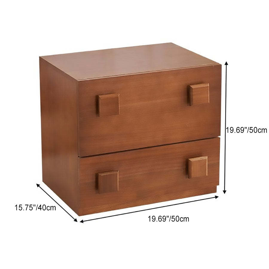 Retro Rubber Wood Nightstand with Drawer