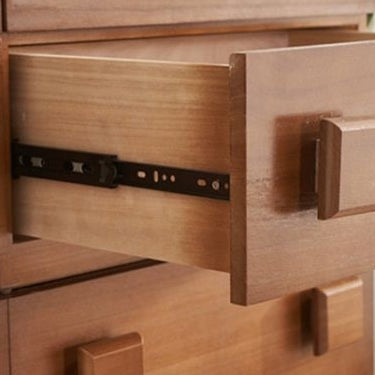 Retro Rubber Wood Nightstand with Drawer